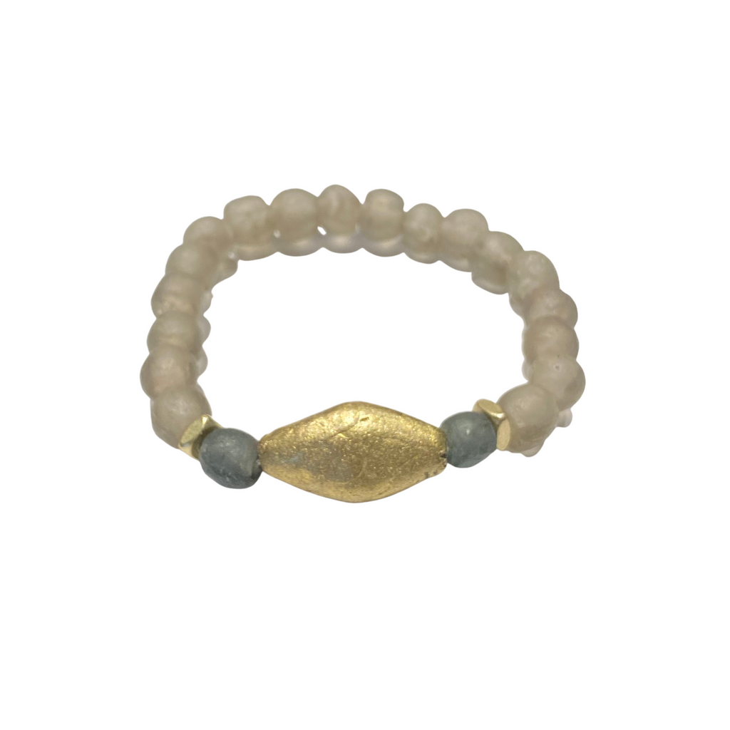 Recycled Glass Bead Bracelets with Gold Accent Bead