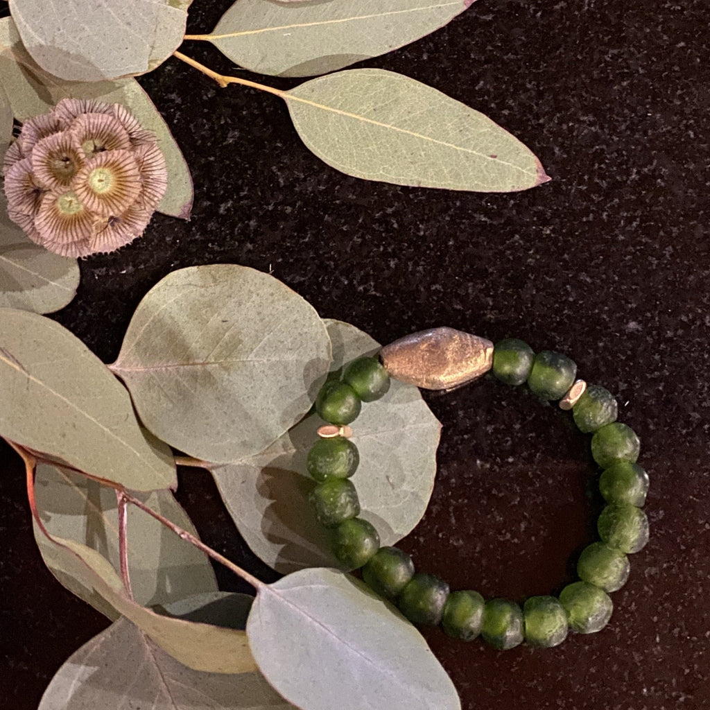 The Warrior Recycled Green Glass Bracelet benefiting Sam's Spoons Foundation